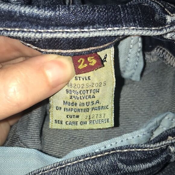 7 For All Mankind 7FAM Dojo Cropped Capri Denim Jeans Embroidered 7s Sevens 25 - Picture 7 of 7